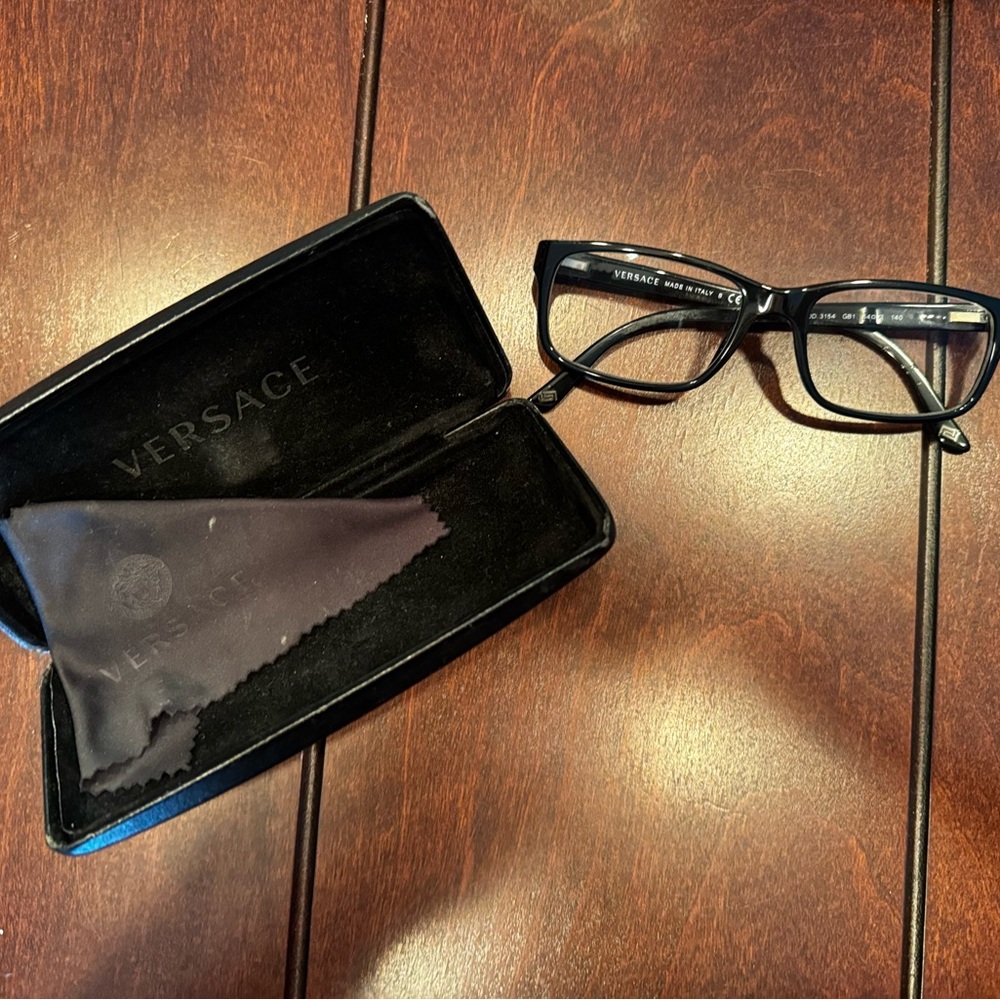 Versace Black Eyeglasses with Branded Case